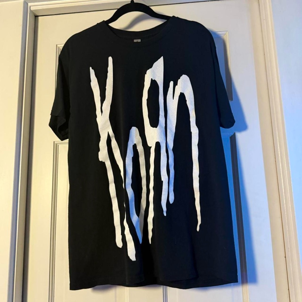 Korn Shirt Black Band Tee Nu Metal Drip Graphic T-Shirt Size L